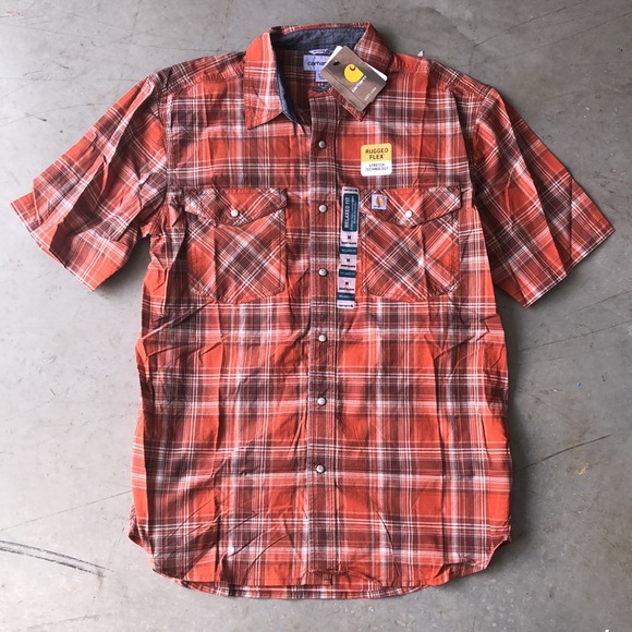 🆕Carhartt Short Sleeve Snap Down Relaxed Fit Shirt Men's ~ Size Medium - Picture 3 of 6